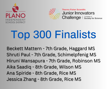  plano isd and thermo fisher scientific junior innovators challenge logos with student names
